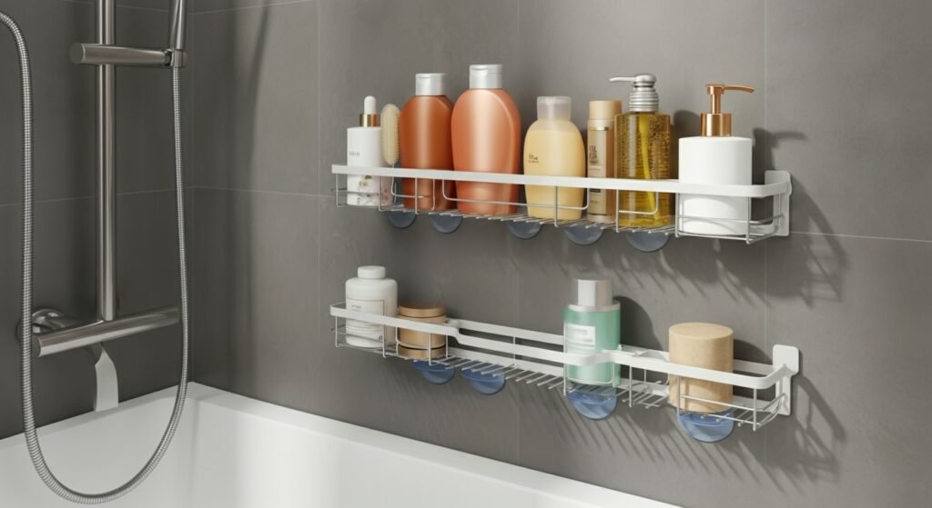 The shower caddy fix that stops bottles taking over the bathroom | Generated by NanoBanana (generated-by-nanobanana)
